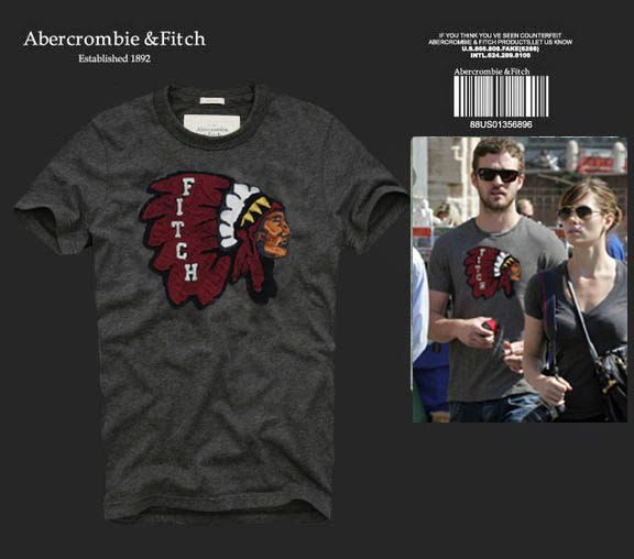 Abercrombie Fitch Hombres De Cuello Redondo Con Gente Fotos Corto Remera AF5621